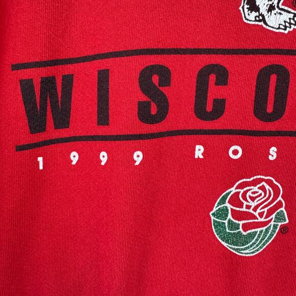VTG Santee Red Heavyweight 1999 Rose Bowl Wisconsin Badgers Sweatshirt Large - Picture 2 of 16